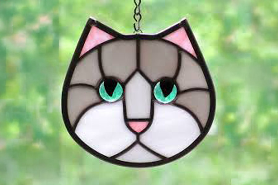 stained glass cat